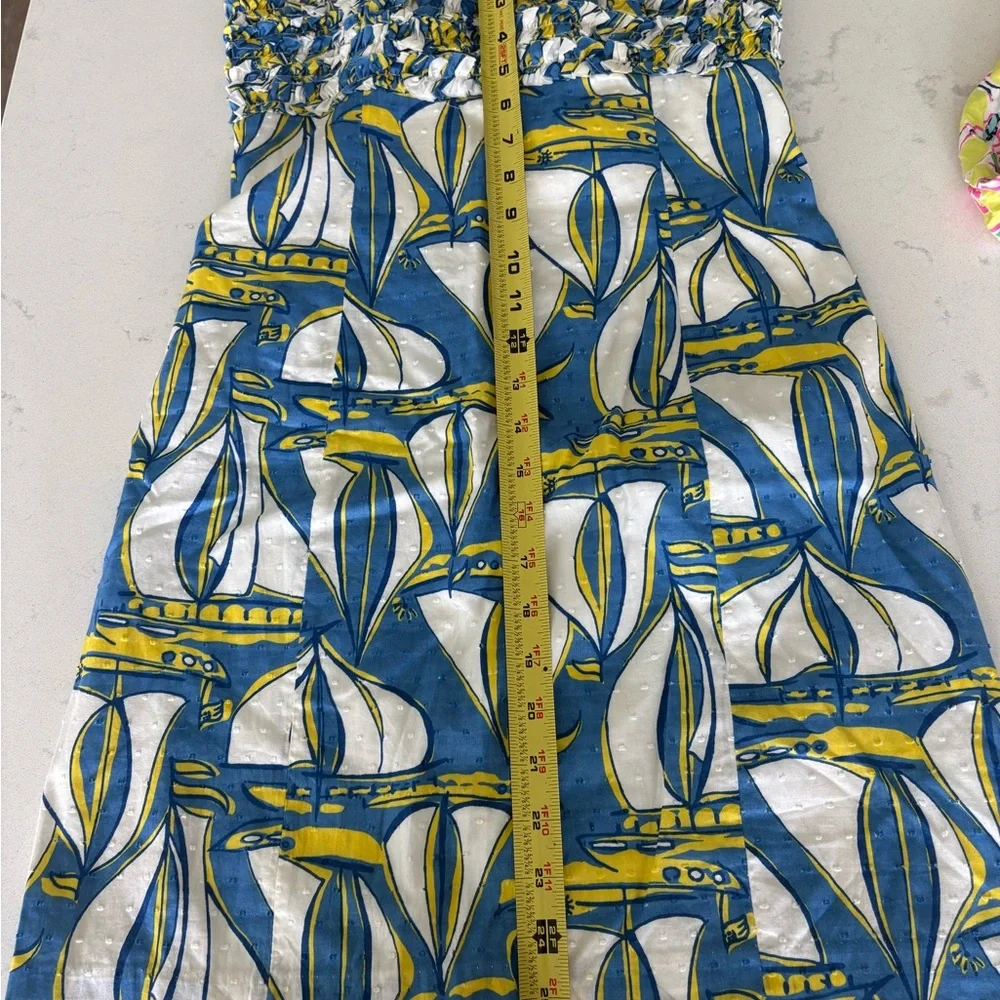 Lilly Pulitzer Blue and Yellow Sailboat Print Dress Size 2 with alterations - Picture 4 of 5
